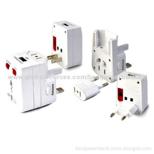 New Brand CE/RoHS/FCC/SGS 2 USB Ports Multi Nation Universal Power Adapters, UK/US/AU/EU Multi-plug